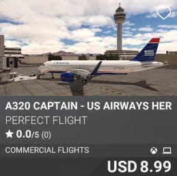 A320 Captain - US Airways Heritage by Perfect Flight. USD $8.99