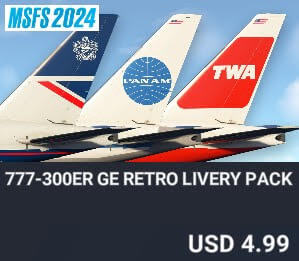 777-300ER GE Retro Livery Pack by captainsim. USD $4.99