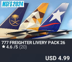 777 Freighter Livery Pack 26 by Captain Sim. USD $4.99