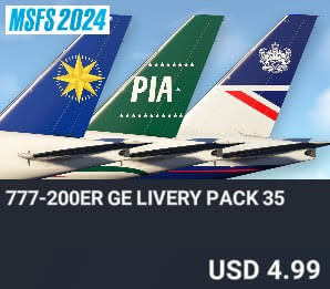 777-200ER GE Livery Pack 35 by Captain Sim. USD $4.99