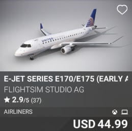 E-Jet Series E170/E175 (Early Access) by FlightSim Studio AG. USD $44.99