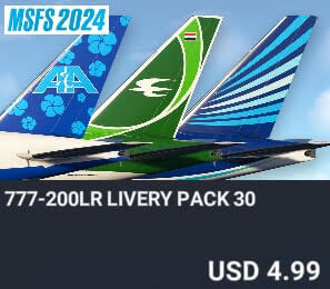 777-200LR Livery Pack 30 by Captain Sim. USD $4.99