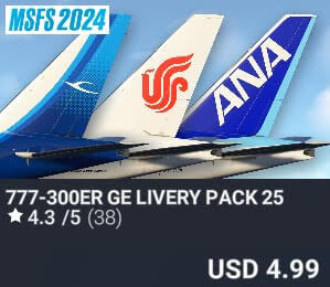 777-300ER GE Livery Pack 25 by Captain Sim. USD $4.99