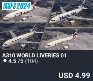 A310 WORLD LIVERIES 01 by 2PILOT. USD $4.99