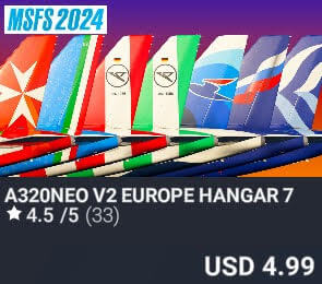 A320neo v2 Europe Hangar 7 by BRAVOAIRSPACE / ELYSIUM. USD $4.99
