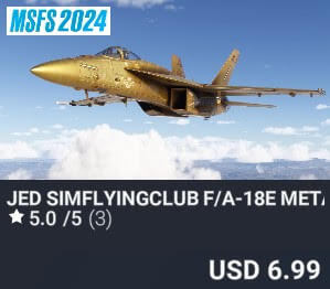 JED simFlyingClub F/A-18E Metal Liveries by JED Studio. USD $6.99