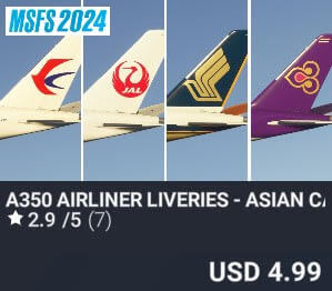 A350 Airliner Liveries - Asian Carriers Pack I by iniBuilds. USD $4.99