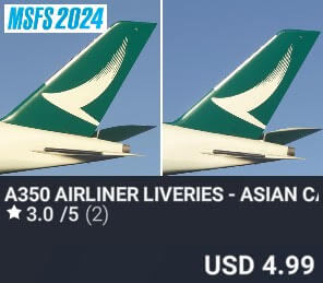 A350 Airliner Liveries - Asian Carriers Pack II by iniBuilds. USD $4.99