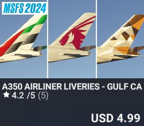 A350 Airliner Liveries - Gulf Carriers Pack by iniBuilds. USD $4.99