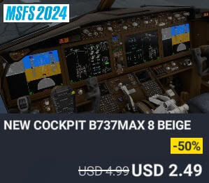 NEW COCKPIT B737MAX 8 BEIGE by 2PILOT. USD $4.99 (on sale for 2.49)