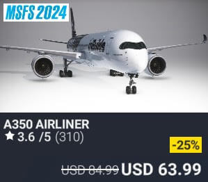 A350 Airliner by iniBuilds. USD $84.99 (on sale for 63.99)