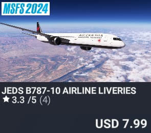 JEDS B787-10 Airline Liveries by JED Studio. USD $7.99