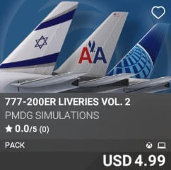 777-200ER Liveries Vol. 2 by PMDG Simulations. USD $4.99