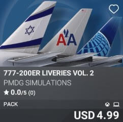 777-200ER Liveries Vol. 2 by PMDG Simulations. USD $4.99