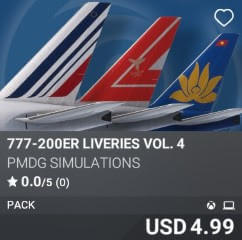 777-200ER Liveries Vol. 4 by PMDG Simulations. USD $4.99