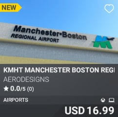 KMHT Manchester Boston Regional Airport by AeroDesigns. USD $16.99