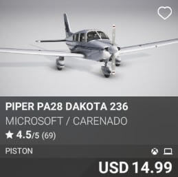 Piper PA28 Dakota 236 by Microsoft/Carenado. USD 14.99