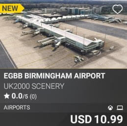 EGBB Birmingham Airport by UK2000 Scenery. USD $10.99