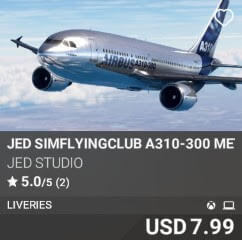 JED simFlyingClub A310-300 Metal Liveries by JED Studio. USD $7.99