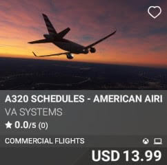 A320 Schedules - American Airlines - Vol 12 by VA SYSTEMS. USD $13.99
