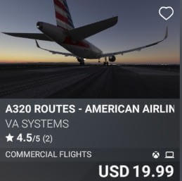 A320 Routes - American Airlines - Vol 1 by VA SYSTEMS. USD $19.99