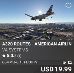 A320 Routes - American Airlines - Vol 10 by VA SYSTEMS. USD $19.99