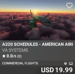 A320 Schedules - American Airlines - Vol 6 by VA SYSTEMS. USD $19.99