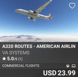 A320 Routes - American Airlines - Vol 2 by VA SYSTEMS. USD $23.99