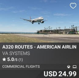 A320 Routes - American Airlines - Vol 4 by VA SYSTEMS. USD $24.99