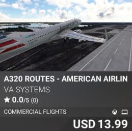 A320 Routes - American Airlines - Vol 5 by VA SYSTEMS. USD $13.99