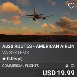 A320 Routes - American Airlines - Vol 7 by VA SYSTEMS. USD $19.99
