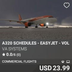 A320 Schedules - EasyJet - Vol 14 by VA SYSTEMS. USD $23.99