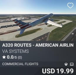 A320 Routes - American Airlines - Vol 8 by VA SYSTEMS. USD $19.99