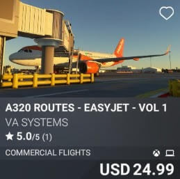 A320 Routes - EasyJet - Vol 1 by VA SYSTEMS. USD $24.99