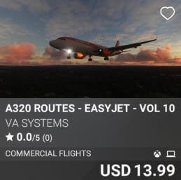A320 Routes - EasyJet - Vol 10 by VA SYSTEMS. USD $13.99