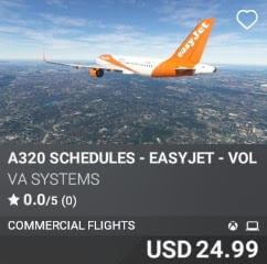 A320 Schedules - EasyJet - Vol 6 by VA SYSTEMS. USD $24.99