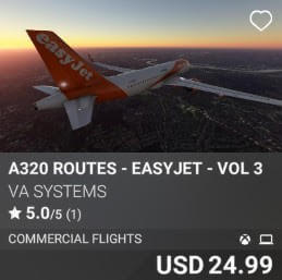 A320 Routes - EasyJet - Vol 3 by VA SYSTEMS. USD $24.99