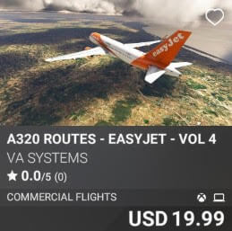 A320 Routes - EasyJet - Vol 4 by VA SYSTEMS. USD $19.99