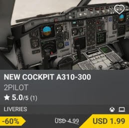NEW COCKPIT A310-300 by 2PILOT. USD $4.99 (on sale for 1.99)