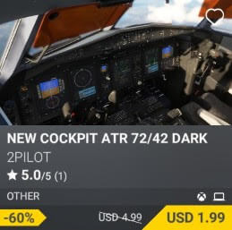 NEW COCKPIT ATR 72/42 DARK by 2PILOT. USD $4.99 (on sale for 1.99)