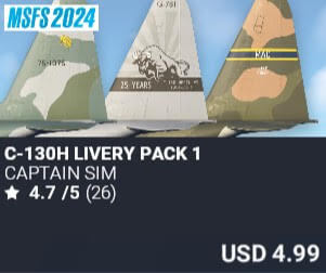 C-130H Livery Pack 1 by Captain Sim. USD $4.99