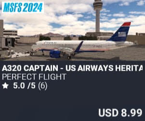A320 Captain - US Airways Heritage by Perfect Flight. USD $8.99