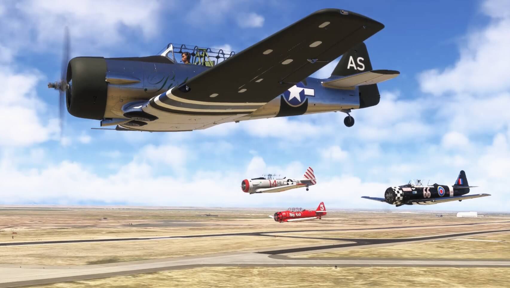 Four T-6 Texan's race against one another