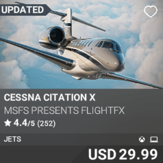 Cessna Citation X by MSFS Presents FlightFX. USD 29.99