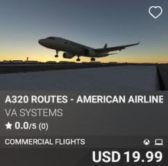 A320 Routes - American Airlines - Vol 6 by VA SYSTEMS. USD $19.99