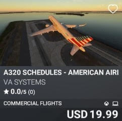 A320 Schedules - American Airlines - Vol 9 by VA SYSTEMS. USD $19.99