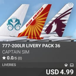 777-200LR Livery Pack 36 by Captain Sim. USD $4.99