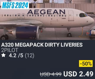 A320 MEGAPACK DIRTY LIVERIES by 2PILOT. USD $4.99 (on sale for 2.49)