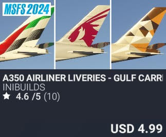 A350 Airliner Liveries - Gulf Carriers Pack by iniBuilds. USD $4.99