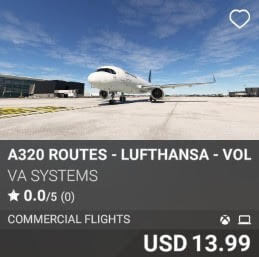 A320 Routes - Lufthansa - Vol 4 by VA SYSTEMS. USD $13.99